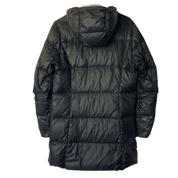 Eddie Bauer Luna Peak Down Parka Jacket Women M Black Hooded Goose Duvet EB550 - Picture 2 of 14